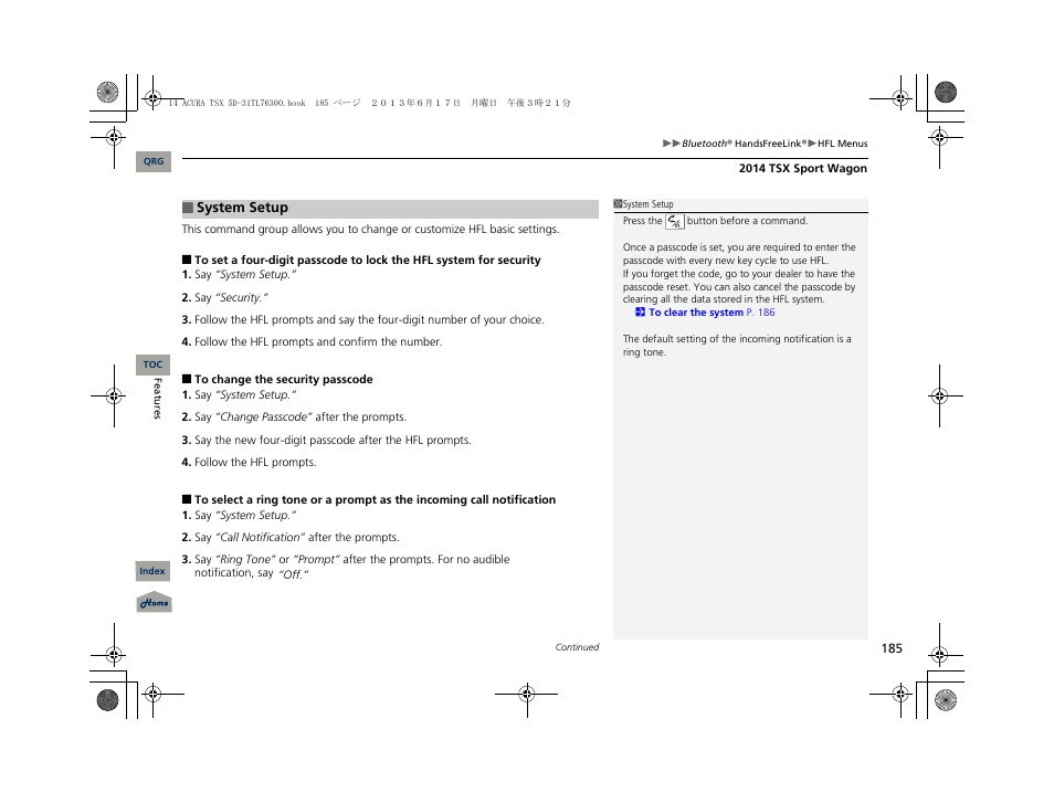 Acura 2014 TSX Sport Wagon - Owner's Manual User Manual | Page 186 / 331