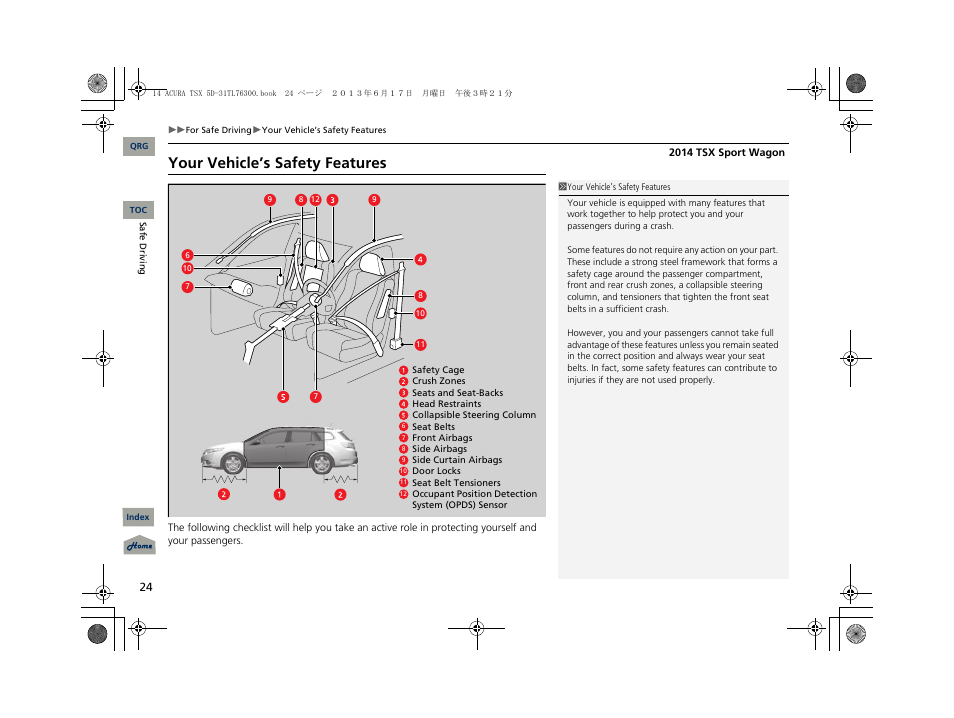 Your vehicle’s safety features | Acura 2014 TSX Sport Wagon - Owner's Manual User Manual | Page 25 / 331