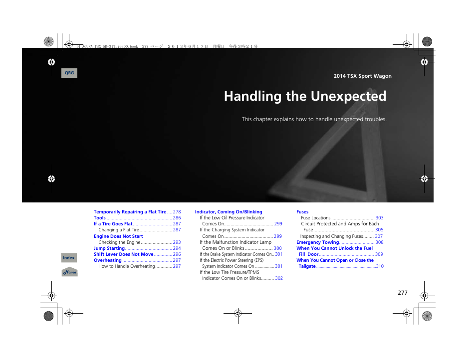 Handling the unexpected | Acura 2014 TSX Sport Wagon - Owner's Manual User Manual | Page 278 / 331