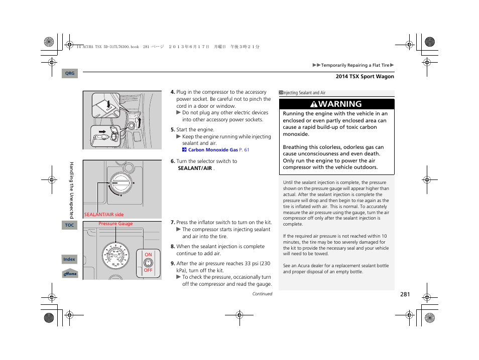 Warning | Acura 2014 TSX Sport Wagon - Owner's Manual User Manual | Page 282 / 331