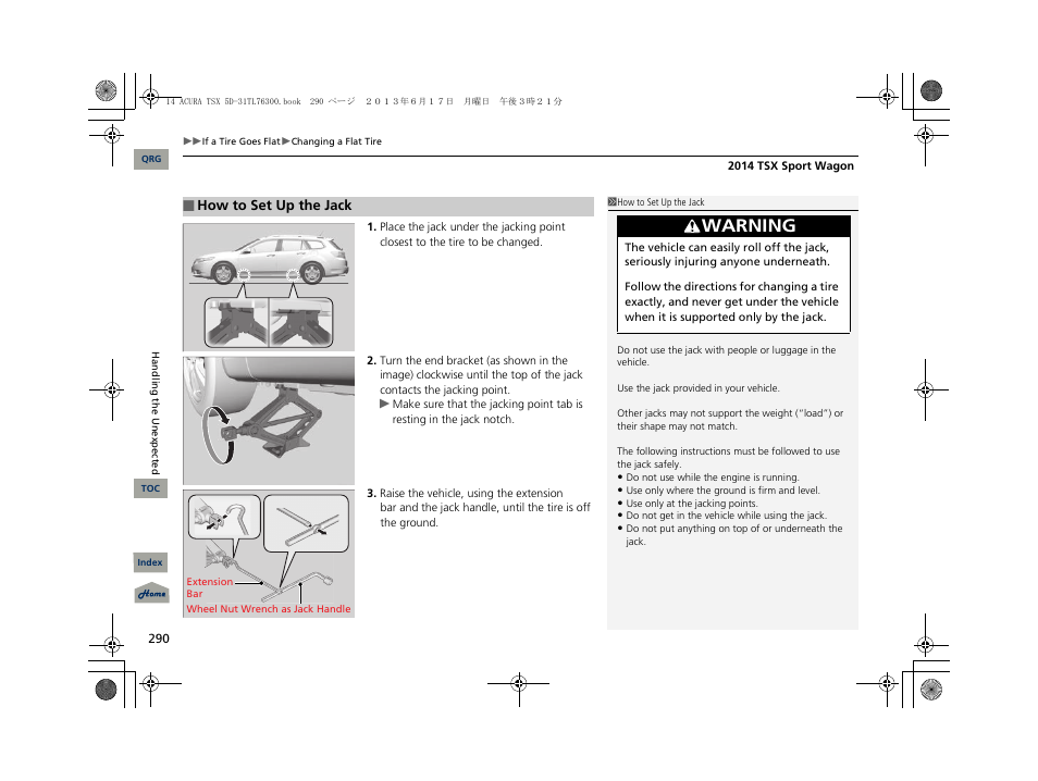 Warning | Acura 2014 TSX Sport Wagon - Owner's Manual User Manual | Page 291 / 331