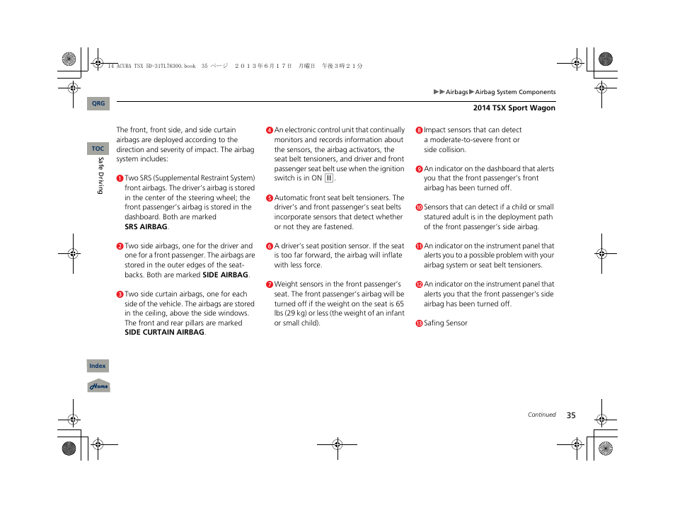 Acura 2014 TSX Sport Wagon - Owner's Manual User Manual | Page 36 / 331