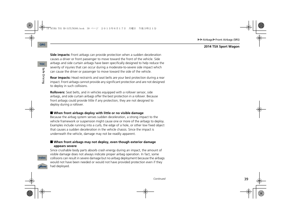 Acura 2014 TSX Sport Wagon - Owner's Manual User Manual | Page 40 / 331