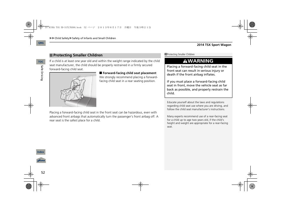 Warning | Acura 2014 TSX Sport Wagon - Owner's Manual User Manual | Page 53 / 331