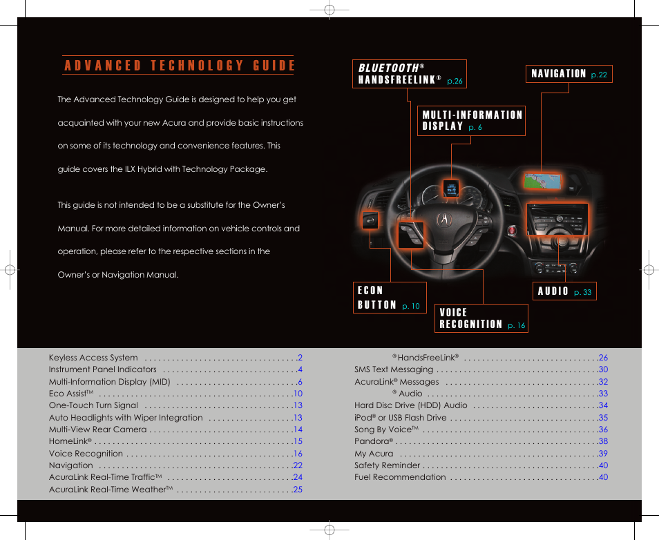 Navigation | Acura 2013 ILX Hybrid - Advanced Technology Guide (Tech) User Manual | Page 2 / 22