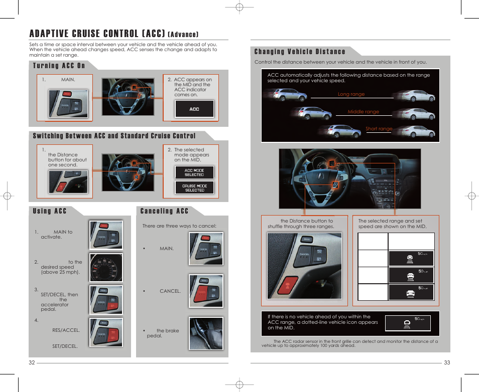 P. 32, Adaptive cruise control (acc), Advance) | Acura 2013 MDX - Advanced Technology Guide (Tech) User Manual | Page 18 / 20