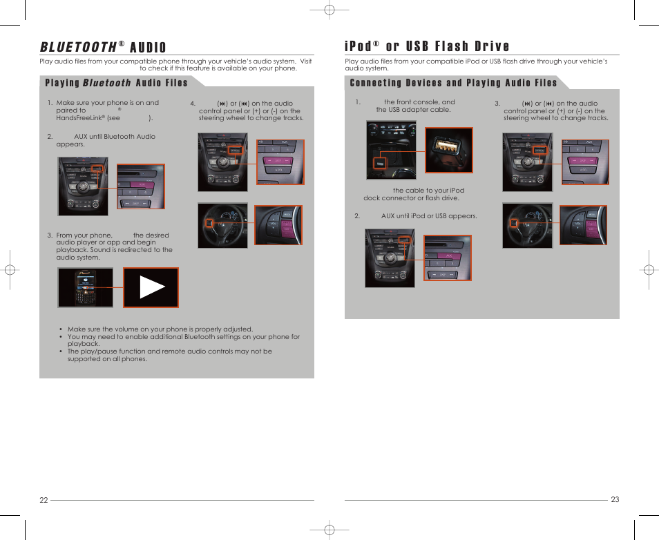 P. 22, Audio | Acura 2013 RDX - Advanced Technology Guide (Base) User Manual | Page 13 / 15