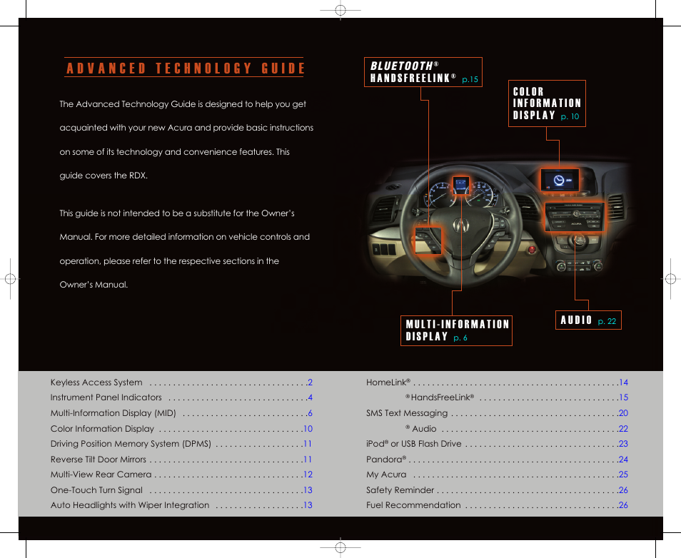 Acura 2013 RDX - Advanced Technology Guide (Base) User Manual | Page 2 / 15