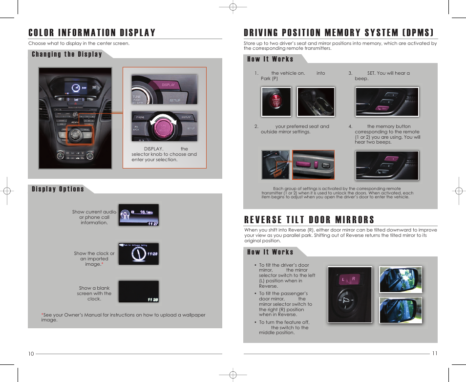 P. 10, Color information display | Acura 2013 RDX - Advanced Technology Guide (Base) User Manual | Page 7 / 15