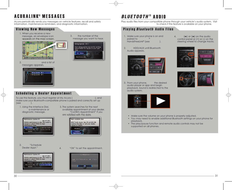 P. 31, P. 30, Aud io | Acura 2013 RDX - Advanced Technology Guide (Tech) User Manual | Page 17 / 21