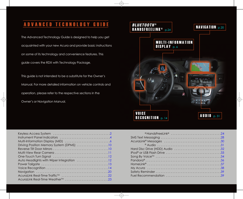 Navigation | Acura 2013 RDX - Advanced Technology Guide (Tech) User Manual | Page 2 / 21