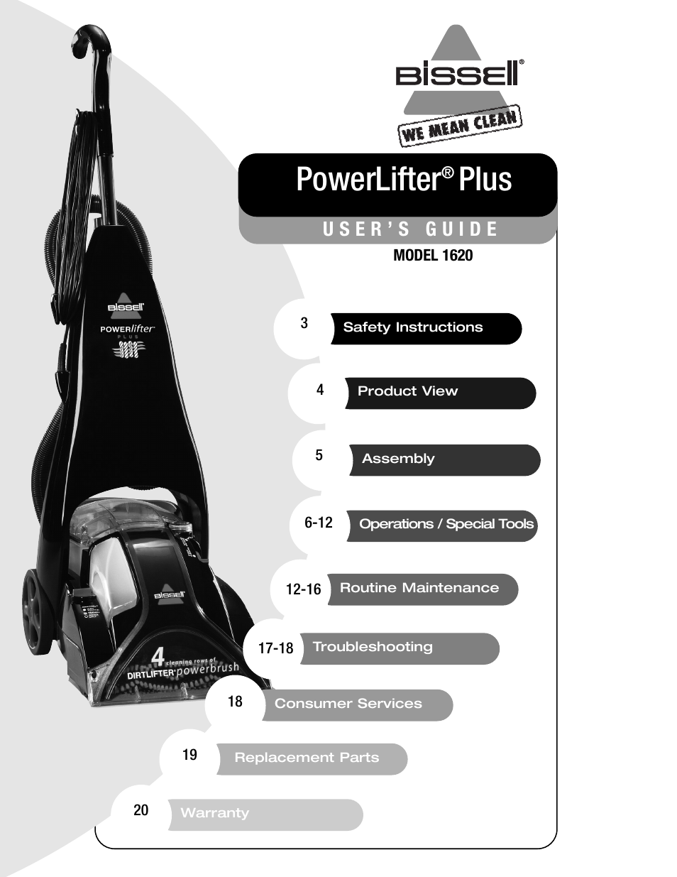 Bissell 1620 User Manual | 20 pages