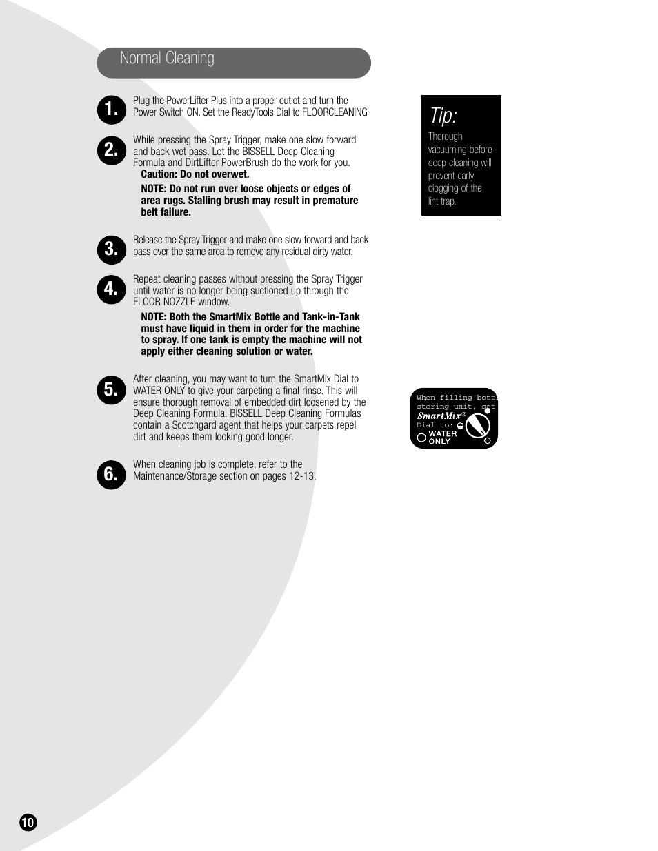 Normal cleaning | Bissell 1620 User Manual | Page 10 / 20