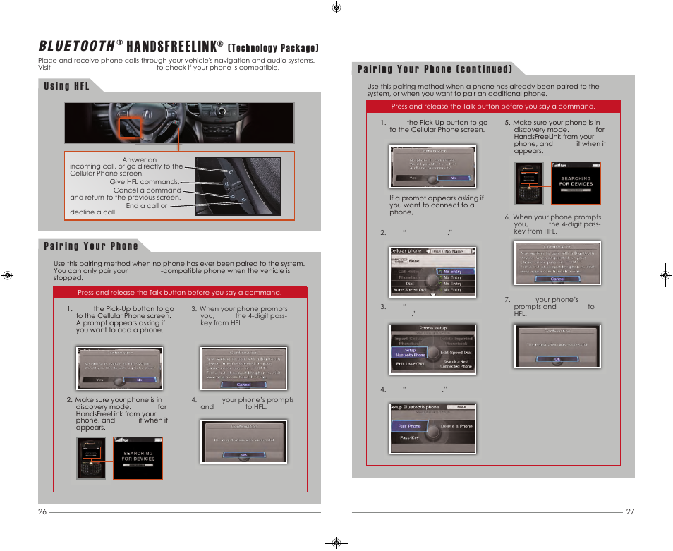 Handsfreelink, Technology package) | Acura 2013 TSX - Advanced Technology Guide User Manual | Page 15 / 20