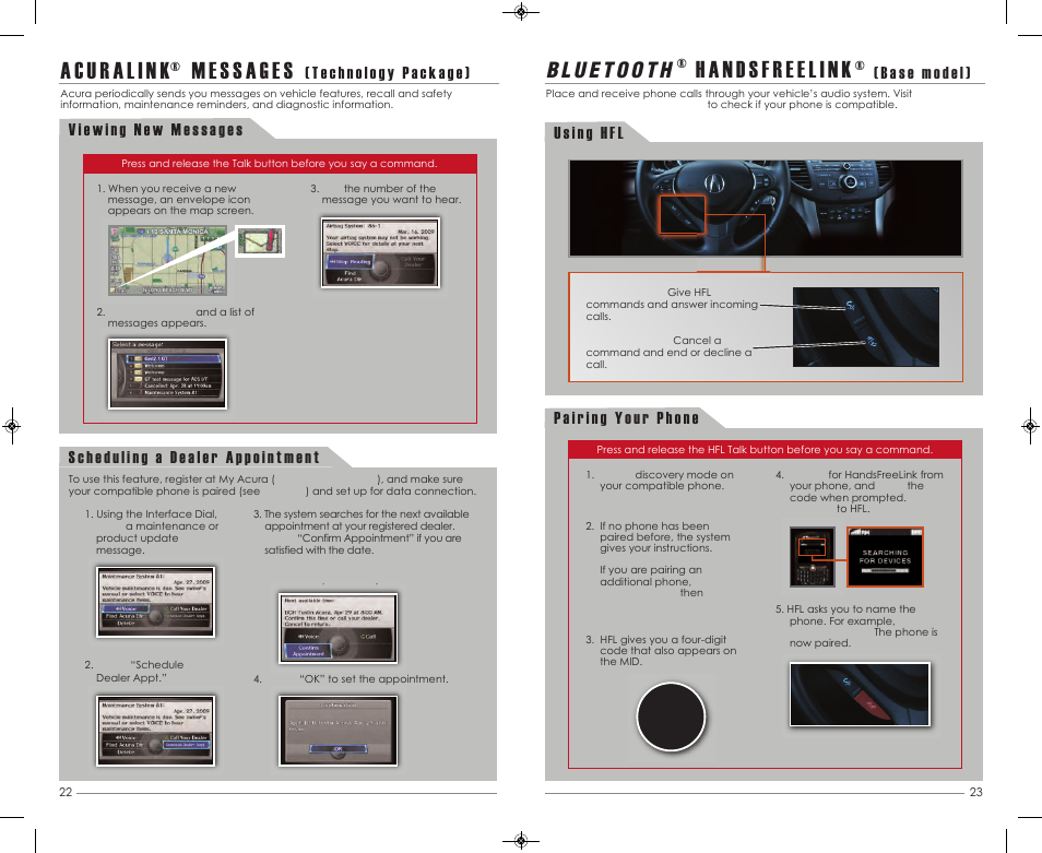 P. 23, P. 22, Handsfre el ink | Acura 2013 TSX Sport Wagon - Advanced Technology Guide User Manual | Page 13 / 20