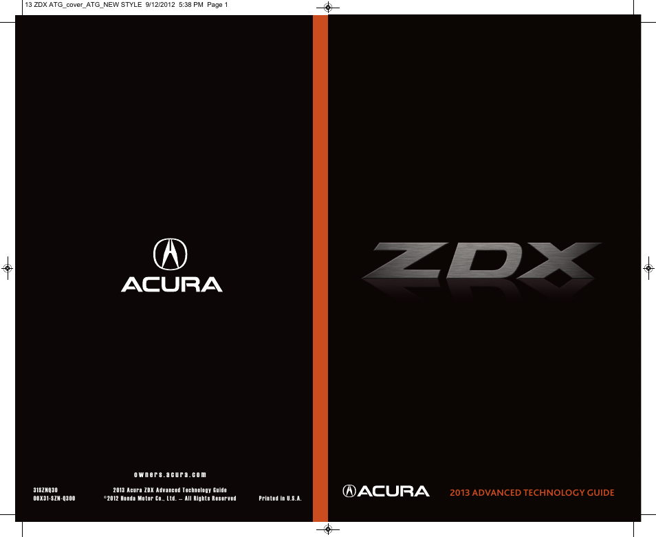 Acura 2013 ZDX - Advanced Technology Guide User Manual | 20 pages