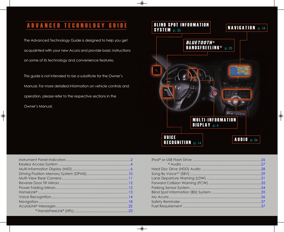 Acura 2013 ZDX - Advanced Technology Guide User Manual | Page 2 / 20