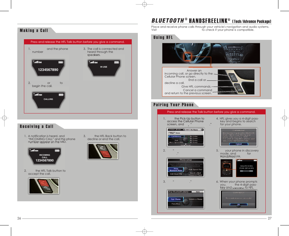 Handsfreelink, Tech/advance package) | Acura 2012 MDX - Advanced Technology Guide User Manual | Page 15 / 22