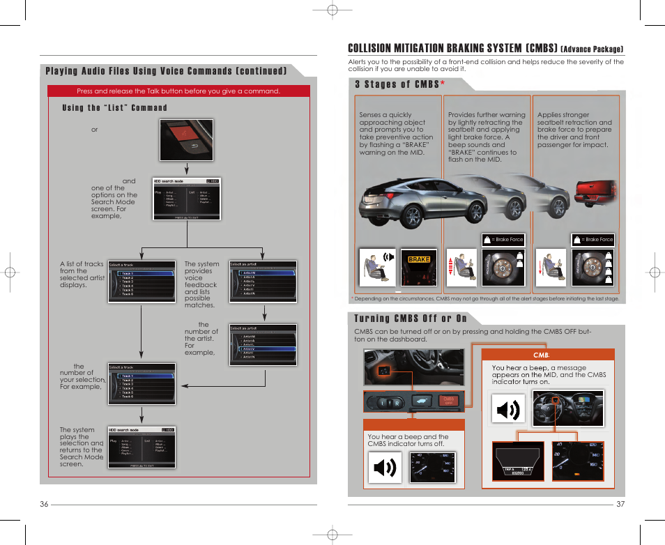 Collision mitigation braking system (cmbs), Advance package) | Acura 2012 ZDX - Technology Reference Guide User Manual | Page 20 / 23