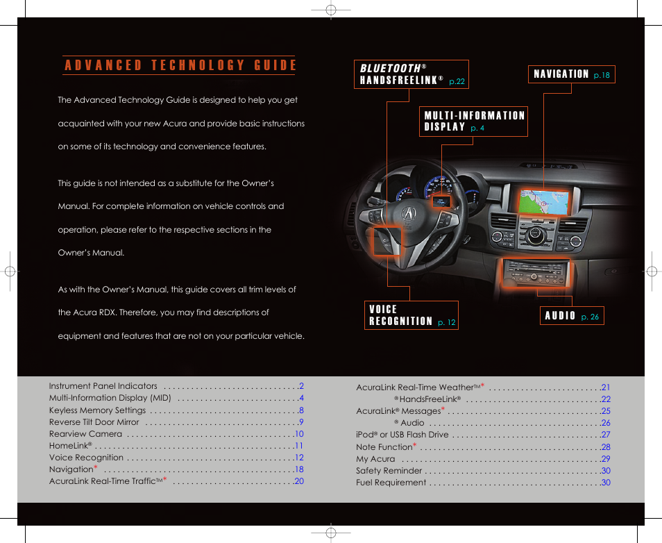 Navigation | Acura 2012 RDX - Advanced Technology Guide User Manual | Page 2 / 17