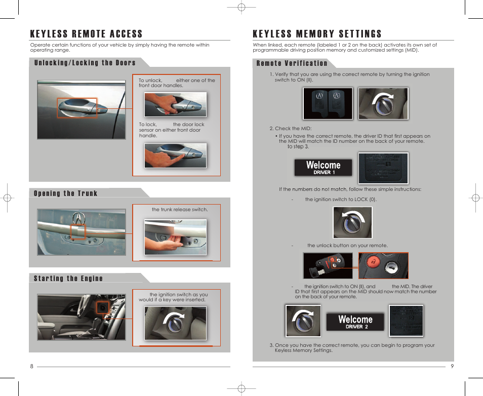 Keyless remote access | Acura 2012 RL - Advanced Technology Guide User Manual | Page 6 / 19