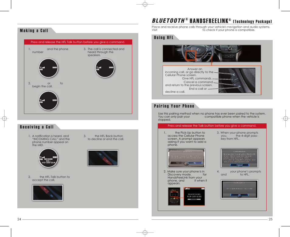 Handsfreelink, Technology package) | Acura 2012 TSX - Advanced Technology Guide User Manual | Page 14 / 20