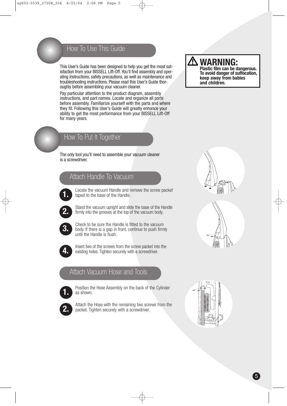 Warning | Bissell 3750 SERIES-220/240V EN User Manual | Page 5 / 16