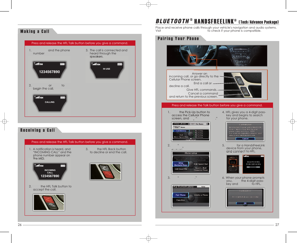 Handsfreelink, Tech/advance package) | Acura 2011 MDX - Advanced Technology Guide User Manual | Page 15 / 22