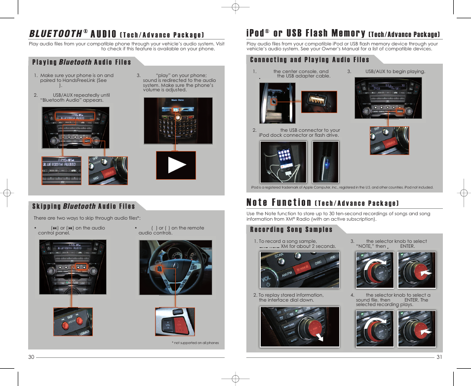 Au dio, Tech/advance package) | Acura 2011 MDX - Advanced Technology Guide User Manual | Page 17 / 22