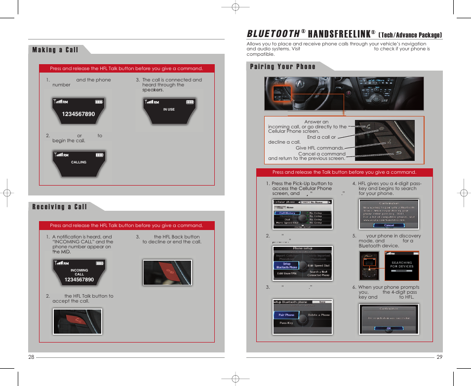 Handsfreelink, Tech/advance package) | Acura 2011 ZDX - Advanced Technology Guide User Manual | Page 16 / 23