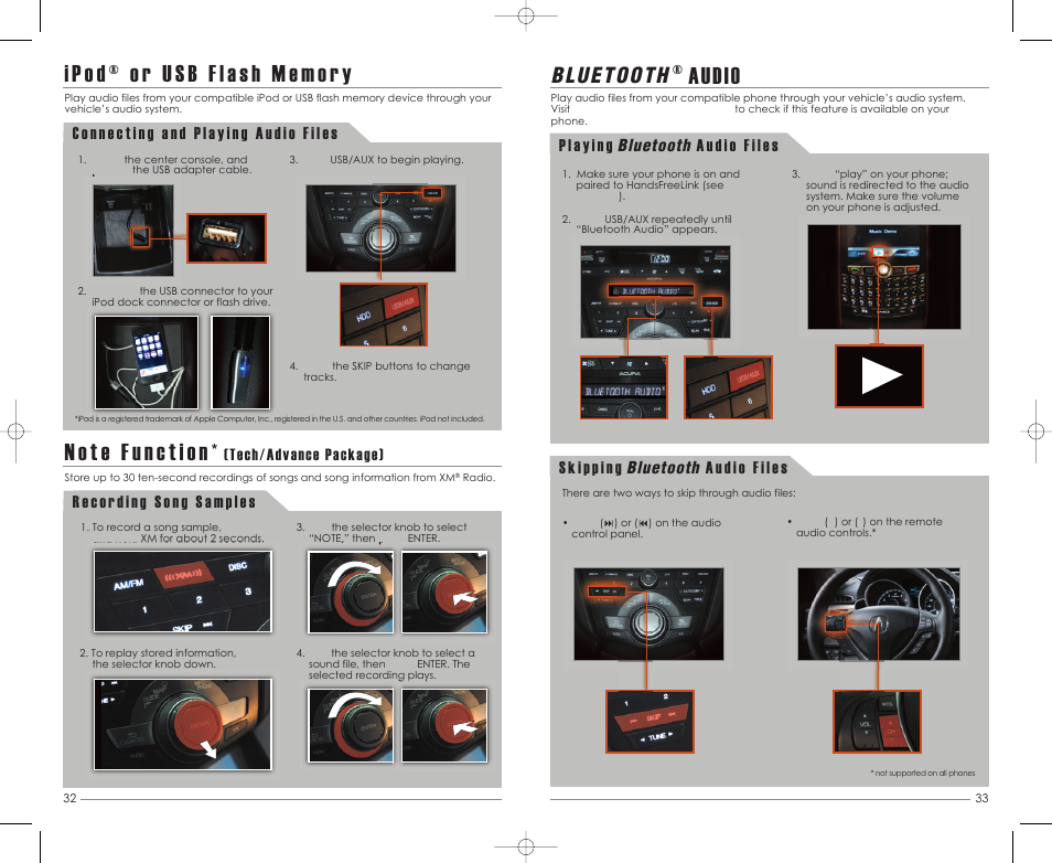 Audio, Bluetooth, Tech/advance package) | Acura 2011 ZDX - Advanced Technology Guide User Manual | Page 18 / 23