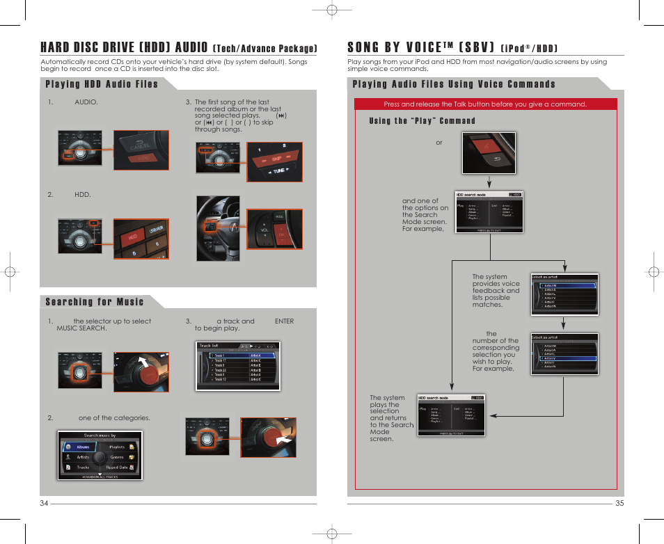 Hard disc drive (hdd) audio, S b v ), Tech/advance package) | Acura 2011 ZDX - Advanced Technology Guide User Manual | Page 19 / 23