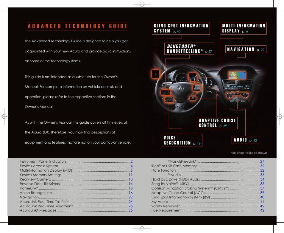Acura 2011 ZDX - Advanced Technology Guide User Manual | Page 2 / 23