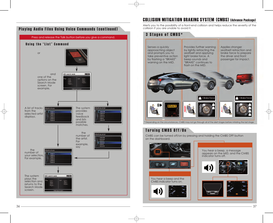 Collision mitigation braking system (cmbs), Advance package) | Acura 2011 ZDX - Advanced Technology Guide User Manual | Page 20 / 23