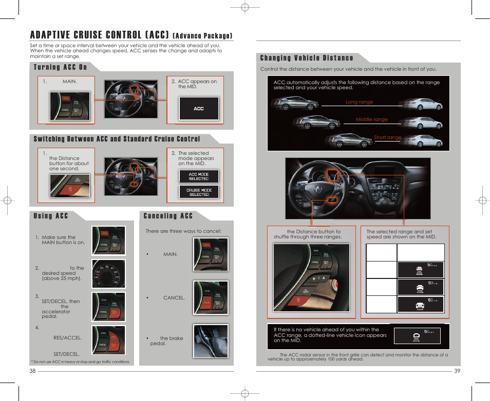 Adaptive cruise control (acc), Advance package) | Acura 2011 ZDX - Advanced Technology Guide User Manual | Page 21 / 23