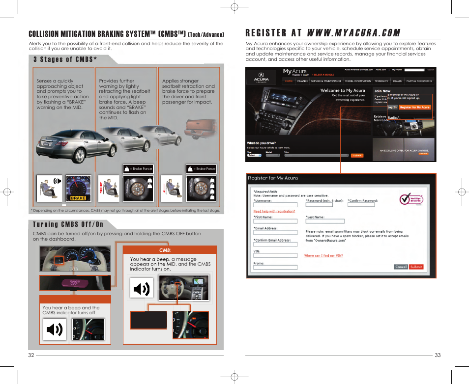 Collision mitigation braking system, Cmbs | Acura 2011 RL - Advanced Technology Guide User Manual | Page 18 / 19