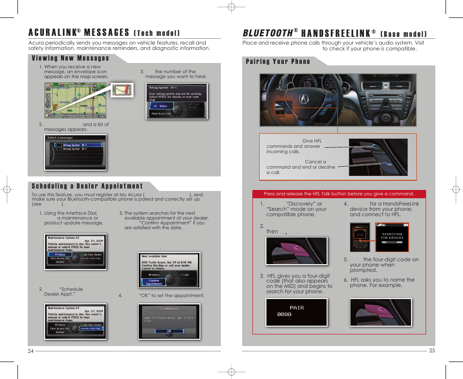 Handsfreelink, Bluetooth | Acura 2011 TL - Advanced Technology Guide User Manual | Page 14 / 19