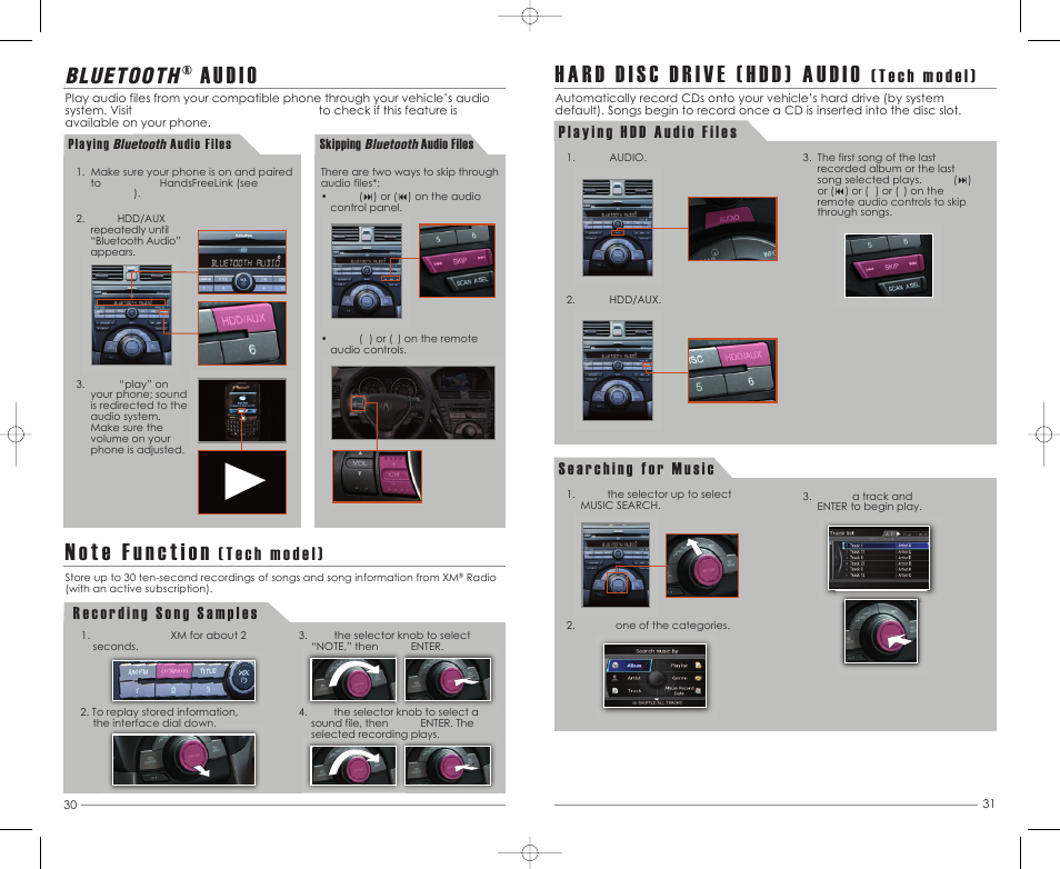 Au d i o, Bluetooth | Acura 2011 TL - Advanced Technology Guide User Manual | Page 17 / 19