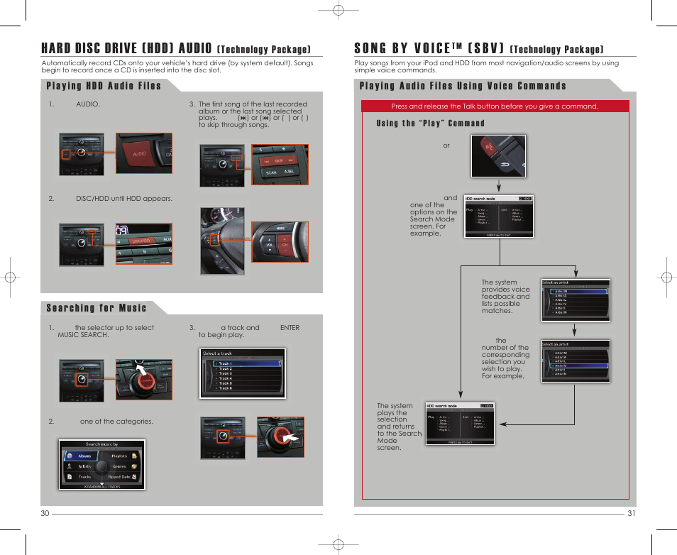 Hard disc drive (hdd) audio, S b v ), Technology package) | Acura 2011 TSX - Advanced Technology Guide User Manual | Page 17 / 19