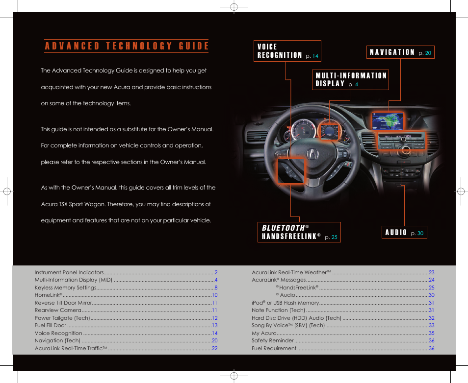 Acura 2011 TSX Sport Wagon - Advanced Technology Guide User Manual | Page 2 / 20