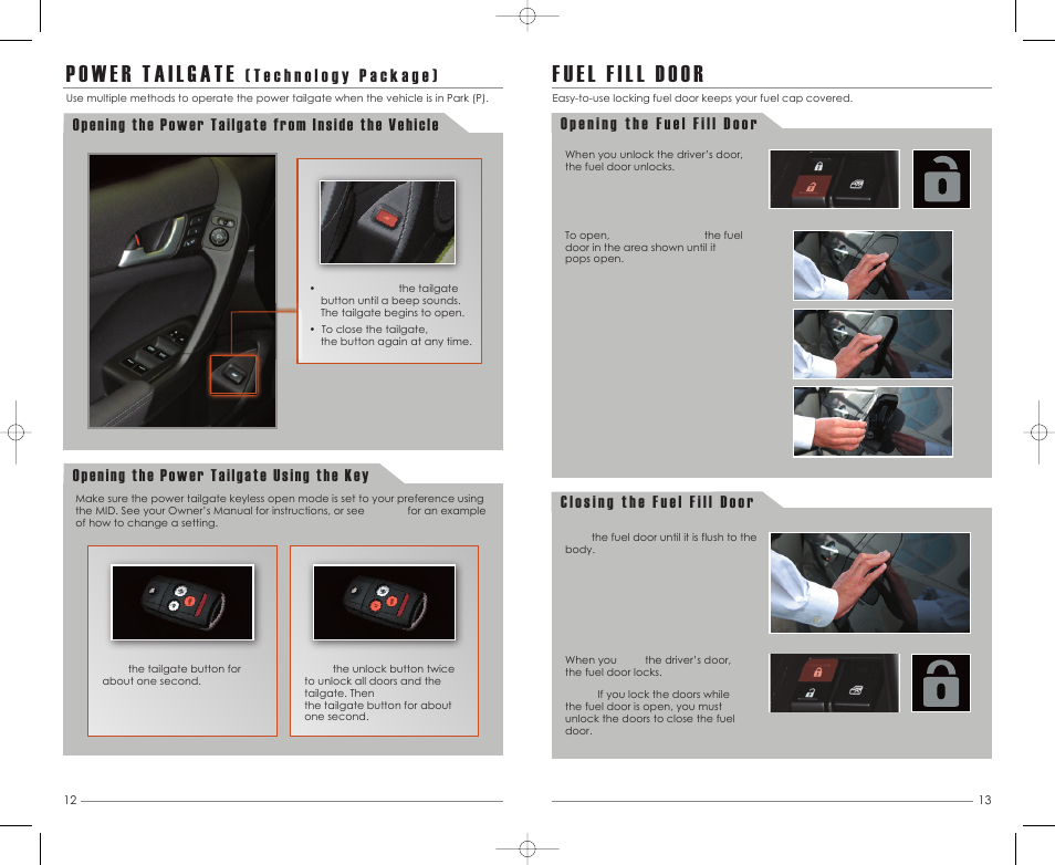 Opening the power tailgate from inside the vehicle, Opening the power tailgate using the key | Acura 2011 TSX Sport Wagon - Advanced Technology Guide User Manual | Page 8 / 20