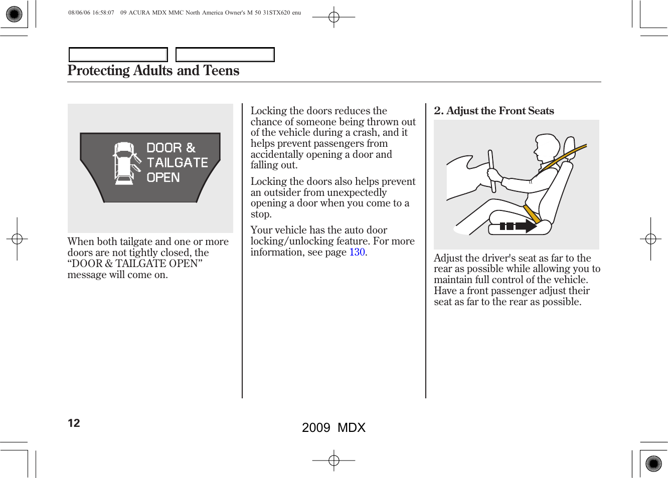 Protecting adults and teens, 2009 mdx | Acura 2009 MDX - Owner's Manual User Manual | Page 16 / 489