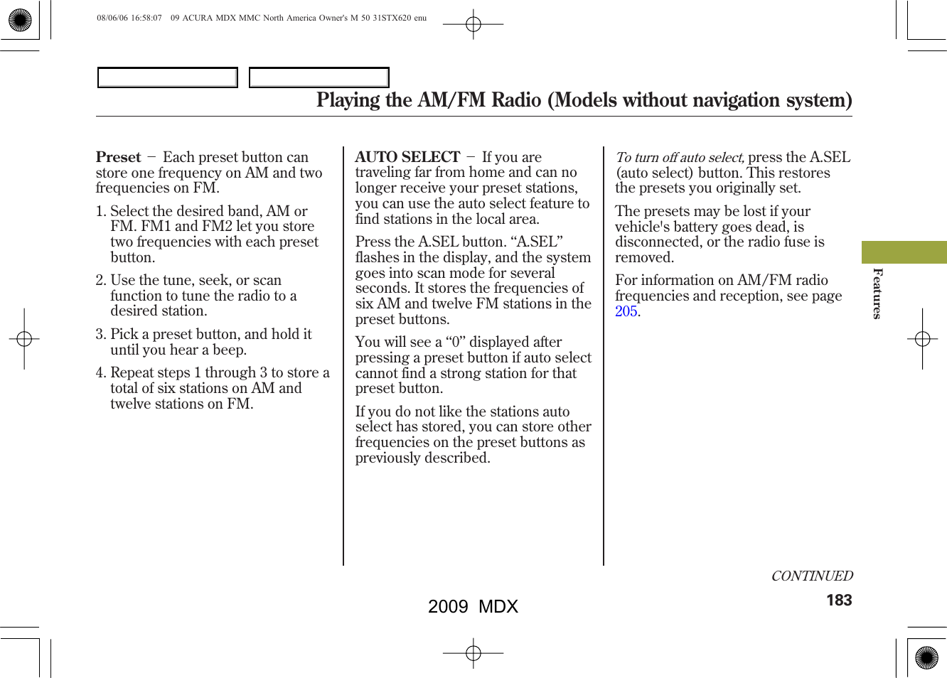 2009 mdx | Acura 2009 MDX - Owner's Manual User Manual | Page 187 / 489