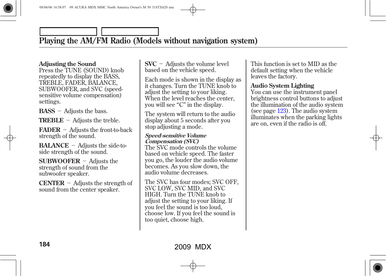 2009 mdx | Acura 2009 MDX - Owner's Manual User Manual | Page 188 / 489