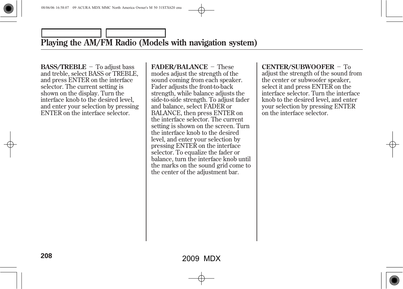 2009 mdx | Acura 2009 MDX - Owner's Manual User Manual | Page 212 / 489