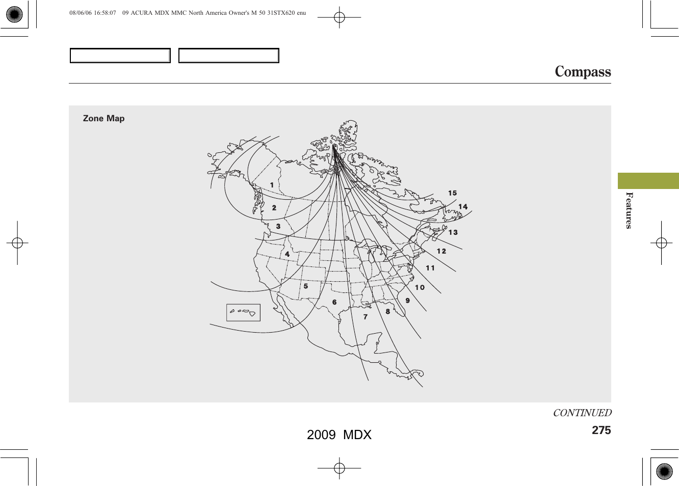 Compass, 2009 mdx | Acura 2009 MDX - Owner's Manual User Manual | Page 279 / 489