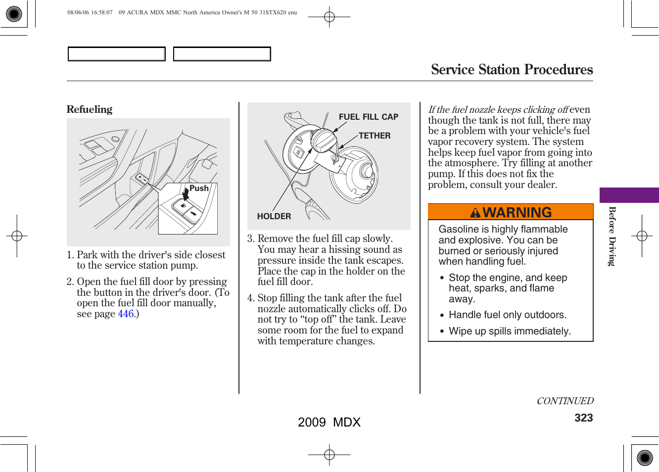 Service station procedures, 2009 mdx | Acura 2009 MDX - Owner's Manual User Manual | Page 327 / 489