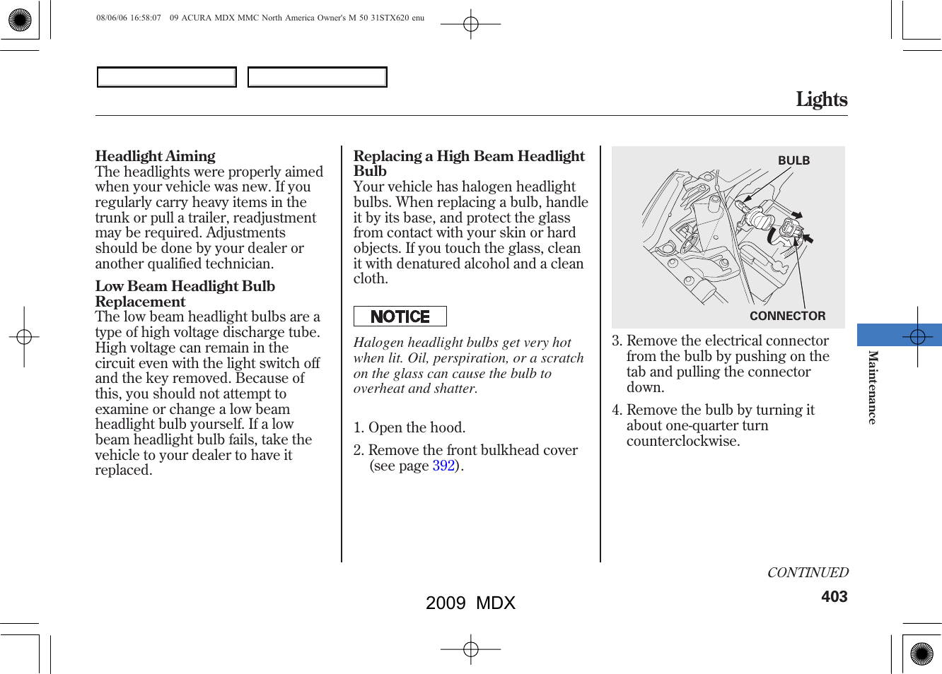 Lights, 2009 mdx | Acura 2009 MDX - Owner's Manual User Manual | Page 407 / 489