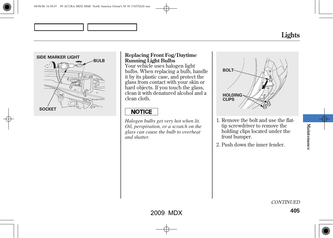 Lights, 2009 mdx | Acura 2009 MDX - Owner's Manual User Manual | Page 409 / 489