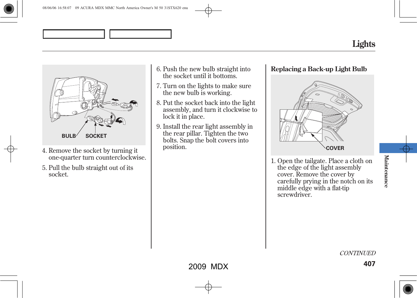 Lights, 2009 mdx | Acura 2009 MDX - Owner's Manual User Manual | Page 411 / 489